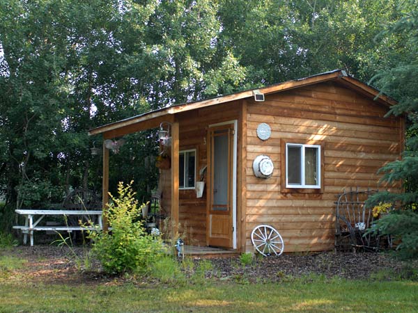 A small wooden cabin.